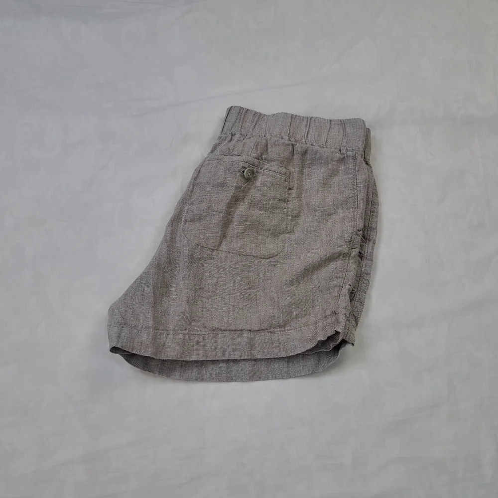 Athleta Linen Shorts Women's‎ Drawstring Waist Pockets Gray Size 10